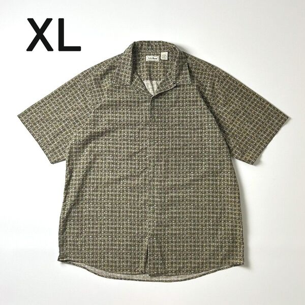 エルエルビーン 半袖開襟総柄シャツ XL 90s オープンカラーシャツ 半袖