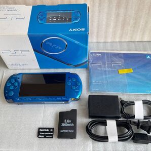美品 PSP-3000VB プレイステーションポータブル SONY バイブラントブルー 箱説付