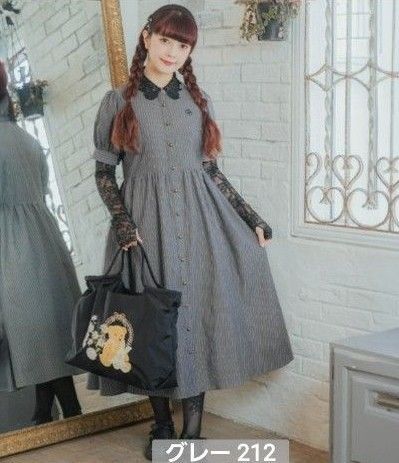 しまむら 青木美沙子 ストライプ シャツワンピース しまみさ