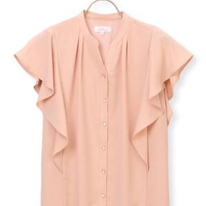 新品 洋服の青山 ショルダー フリル ブラウス フレンチスリーブ ウォッシャブル