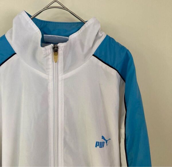 PUMA プーマ トラックジャケット 水色 ロゴ フルジップ XL ジャージ