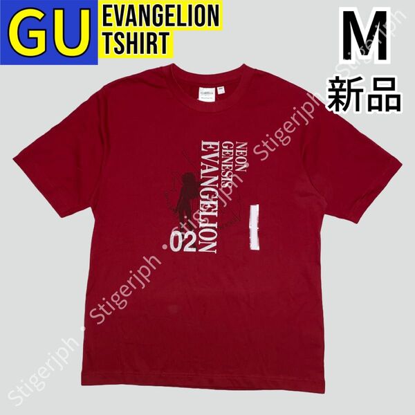 ジーユー 新世紀エヴァンゲリオン グラフィックTシャツ レッド Mサイズ