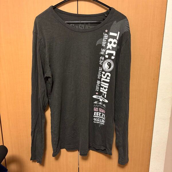T&C 長袖カットソー 長袖Tシャツ ロンT ダークグレー XL