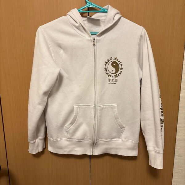 T&C フード付きジップアップパーカー ホワイト 160