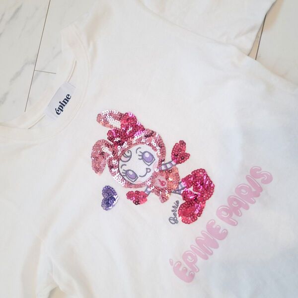 epine×メゾピアノ ベリエちゃんTシャツ 白 ホワイト berrie tee mezzo piano スパンコール コラボ