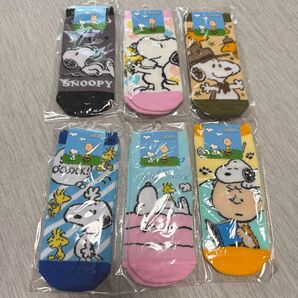 【新品未使用】 スヌーピーのびのびソックス 20〜24cm 6足セット くるぶし 靴下 SNOOPY