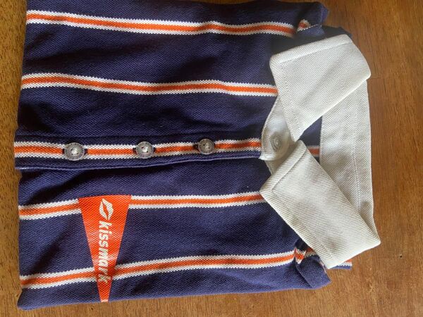 kissmark ボーダー柄ポロシャツ ネイビー×オレンジ