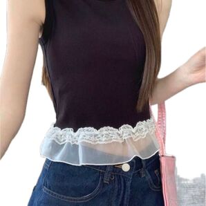 【新品未使用】レースノースリーブタンクトップ M