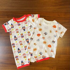 【アンパンマン】ロンパース とTシャツ 2枚セット 90サイズ(ドキンちゃん、ばいきんまん)