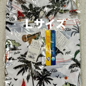 未開封 新品 フィラ ゴルフ 半袖 ポロシャツ 744646G ホワイト 吸汗速乾 UVカット アロハ柄 リゾート柄 FILA