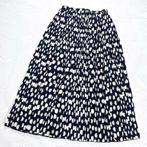 ☆美品☆ドゥロワー ドット プリーツ スカート シルク100% ウエスト総ゴム 38 Drawer 裏地あり ウエスト総ゴム 絹