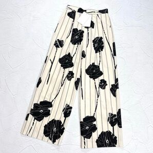 ☆美品☆アキラナカ Hilda Printed Pants ワイドパンツ 総柄 AKIRA NAKA タック ストライプ 花柄