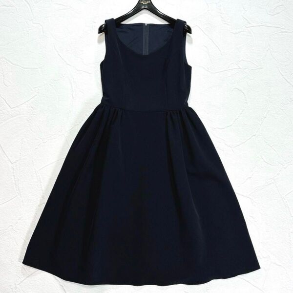 フォクシー ノースリーブ ドレス ワンピース ギャザー ストレッチ Aライン フレア FOXEY NEW YORK 36760