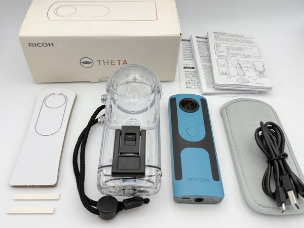 【美品】RICOH THETA SC ブルー+水中ハウジングケース TW-1 リコー シータ 360度カメラ