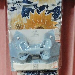 浴衣 作り帯 下駄 、ひもの4点セット! ひまわり柄 レディース 新品未使(DISNEY)154から168の身長の方(もう1点出品