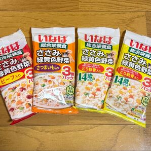 いなば総合栄養食 ささみと緑黄色野菜 (60g×3袋)×4個 合計12袋