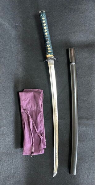 居合刀 黒鞘 鞘付き長さ約95.5cm 鞘抜き約826g 刀袋付き6L1 居合刀 武具