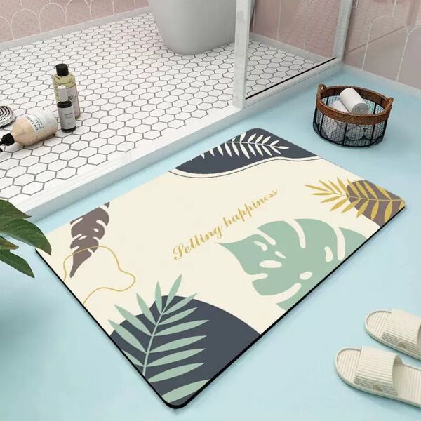 バスマット 珪藻土 お風呂マット 足ふきマット トイレ 高品質 40×60cm 葉っぱ