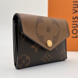 LOUIS VUITTON ルイヴィトン モノグラム ジャイアント リバース ポルトフォイユゾエ 三つ折り財布 レディース 茶色