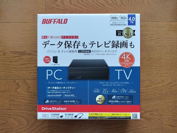 バッファロー 外付けハードディスク 4TB HDD テレビ録画 データ保存 BUFFALO