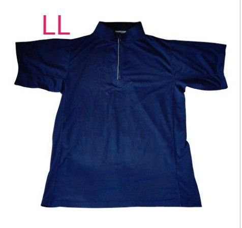 MENS ハーフジップシャツ ネイビー LL 無地 メンズ メッシュTシャツ 仕事 作業着 スポーツ アウトドア