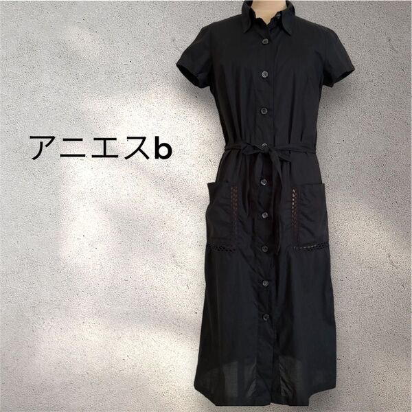 Agnes b アニエスb シャツワンピース 36 黒