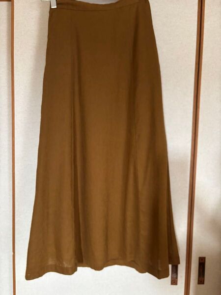 GU ジーユーリネンブレンドフレアロングスカート S 麻素材