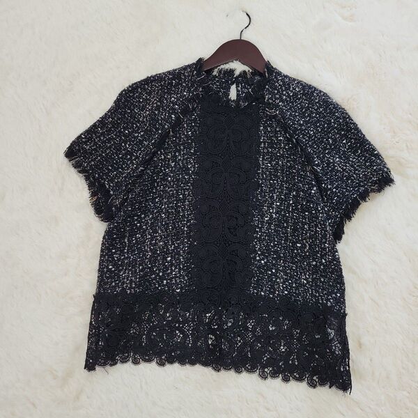 ZARA WOMAN ザラウーマン ツイード ニット トップス 半袖 S