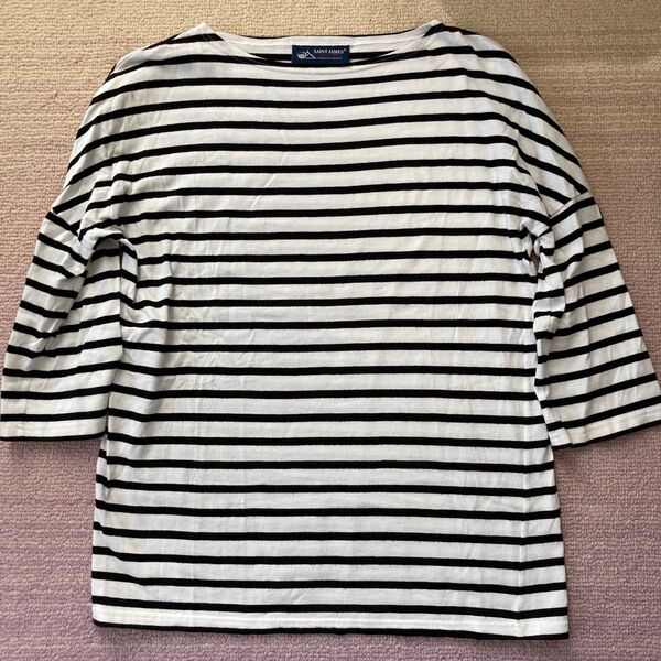 セントジェームス ドロップショルダー 五分袖 七分袖 ボーダー Tシャツ 黒 白