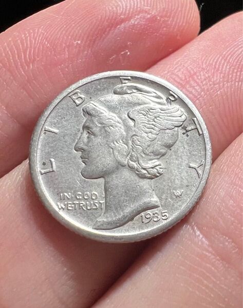 アメリカ USA 銀貨 1935年 S 1ダイム 未使用に近い コイン 古銭 リバティ