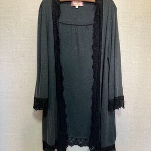 MINIMUM MINIMUM ミニマムミニマム レース付きカーディガン 灰色2