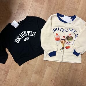トップス 2枚セット スイーツ ロゴ 裏起毛 あったか トレーナー