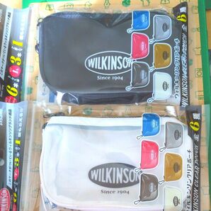 【匿名即日発送】WILKINSON カラビナ付きクリアポーチ 白黒2セット 【送料込】新品 未使用