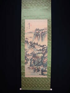 Art hand Auction [复制] 挂轴, 蓝绿色风景画, 艺术家未知, 中国, 绘画, 日本画, 景观, 风与月