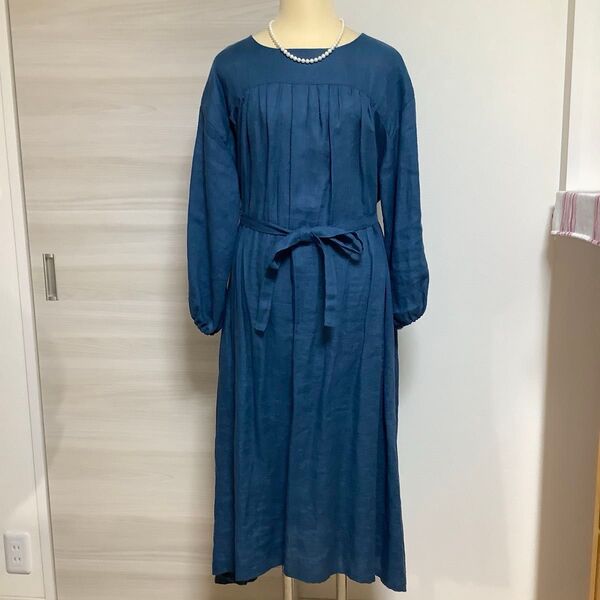 ハンドメイド リネン100 ロングワンピース