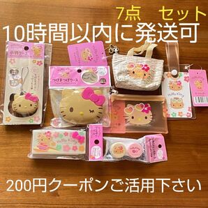 新品未開封 日焼けキティ つけまつげ アクセサリー 小物 マイクロバッグチャーム ポーチ カードホルダー コンタクト 7点