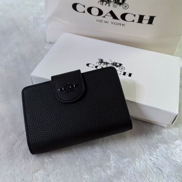 COACH 二つ折り財布 ブラック レザーコーチ 新品・未使用