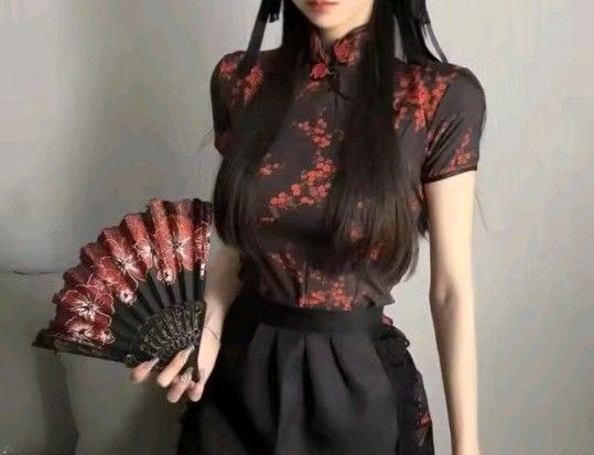 チャイナドレス 中華風メイド服 超ミニ丈 ストレッチ素材 半袖