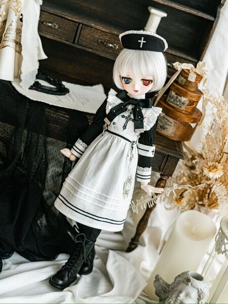 psycho-lab 様 MDD MSD 用 ナース 40cm 1/4 服 お洋服 ドール アウトフィット 服 ドール服 黒