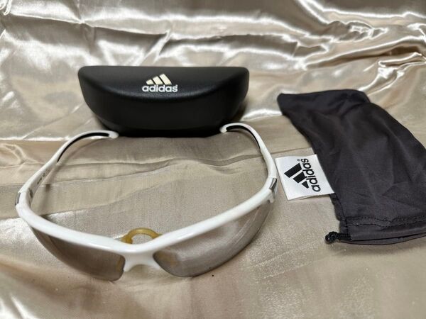送料無料 サングラス adidas アディダス ゴルフ スポーツ おまけレンズ付き 白 ホワイト White レンズ鼻ゴム交換可能