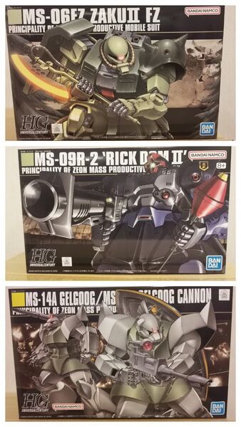 HGUC リック・ドムⅡ 量産型ゲルググ/ゲルググキャノン ザクⅡ改 3体セット ツヴァイ ザクFZ 機動戦士ガンダム0080