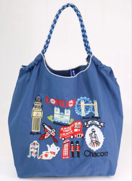 【新品未使用】ロンドン柄 刺繍エコバッグ(M)