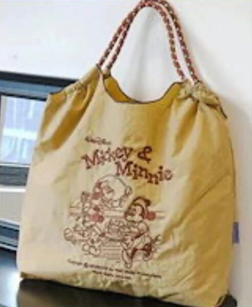 【新品未使用】ミッキー&ミニー 刺繍エコバッグ(M)