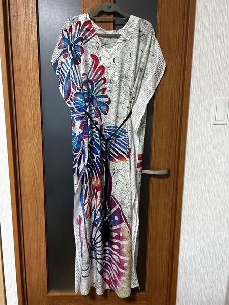 YOKANG 沖縄 花柄サイドレース ワンピース 鶴リボン