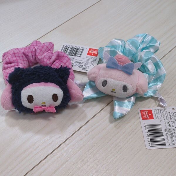マイメロディ シュシュ 2個セット 推しふわエアポートカラフルシュシュ、ねこねこ探偵シュシュ マイメロ ぬいぐるみ