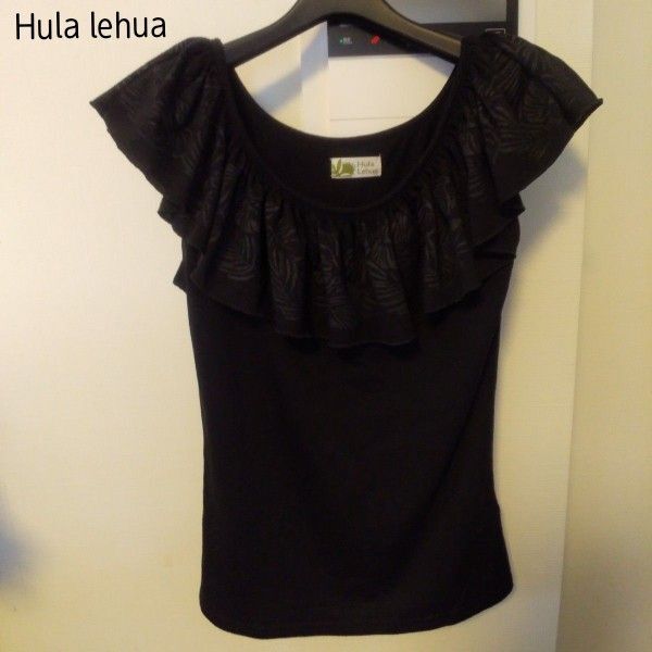 Hula lehua 黒 フリルトップス パウスカート フラダンス マウナロア