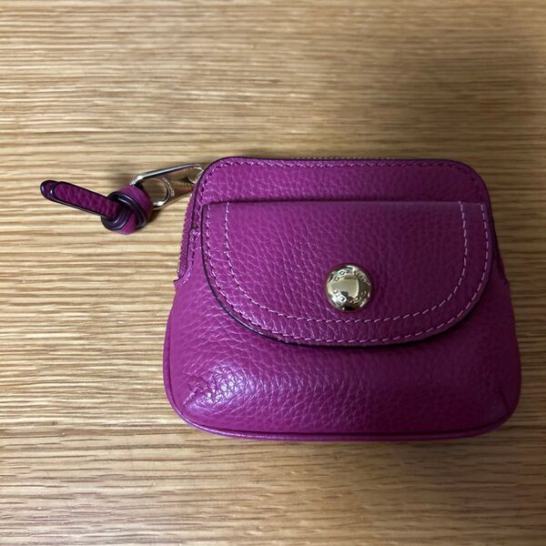 コーチ COACH レザー コインケース キーケース ピンク バイオレット