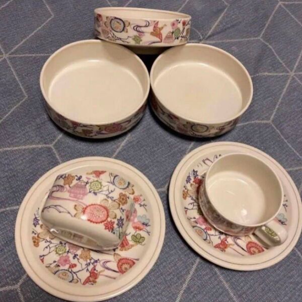 第一陶器 カップ&ソーサー 花鳥風月 深皿 取皿 昭和 レトロ まとめ売り 7点セット
