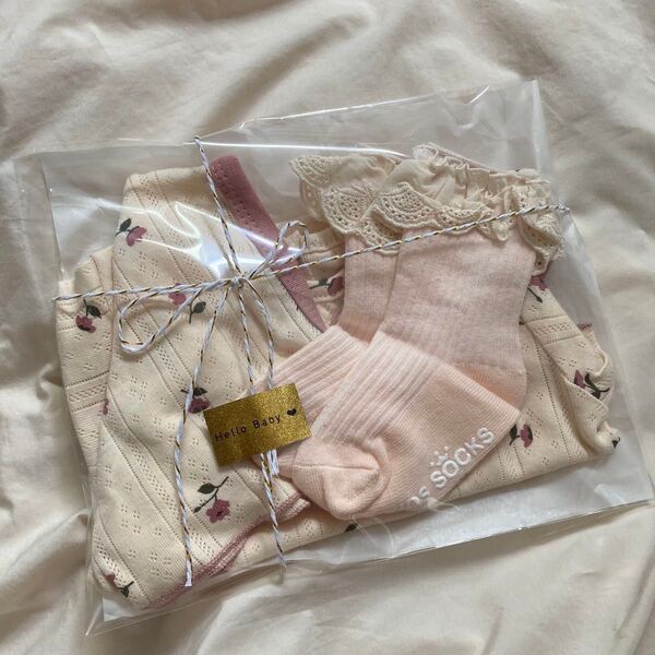 出産祝い 女の子 ベビー プチギフト ラッピング ハンドメイド ロンパース 花柄
