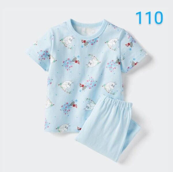 【新品】ユニクロ ムーミン パジャマ 半袖 110 ブルー 男の子 女の子